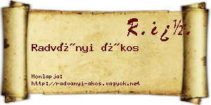 Radványi Ákos névjegykártya